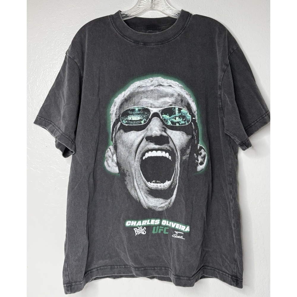 UFC Charles Oliveira Graphic Logo Black Cotton Men's T-Shirt Size M Fight Arena